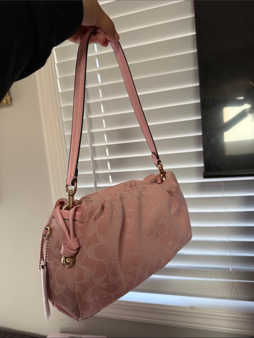 Coach Pink Signature Jacquard Shoulder Bag with Gold Hardware - Picture 2 of 3